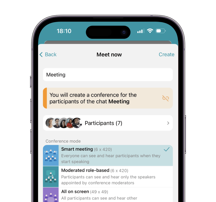 Conference Scheduler in the TrueConf app for iOS
