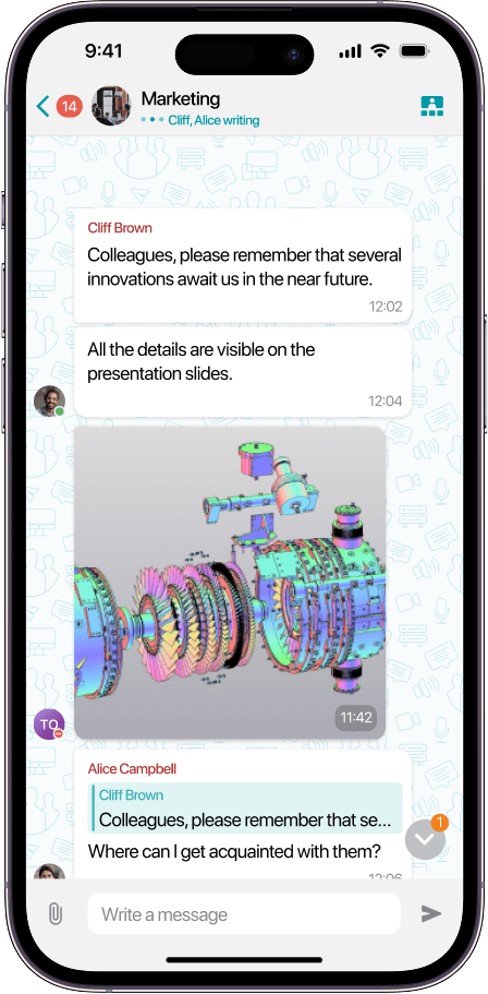 Team messenger in the TrueConf app for iOS
