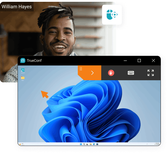On-premise collaboration session with remote desktop control