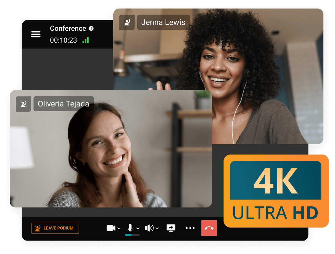 Interface of the web platform for virtual meetings in 4K UltraHD without time limit. Interface of the web platform for virtual meetings in 4K UltraHD without time limit.